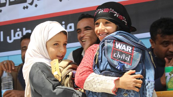 Happy girl with her backpack to go to school_War Child UK in Yemen_181001