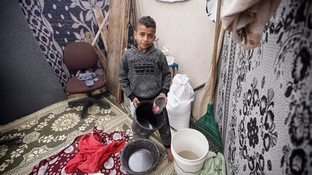 Majed and his family were forced to flee south when their house was damaged by heavy bombardment.